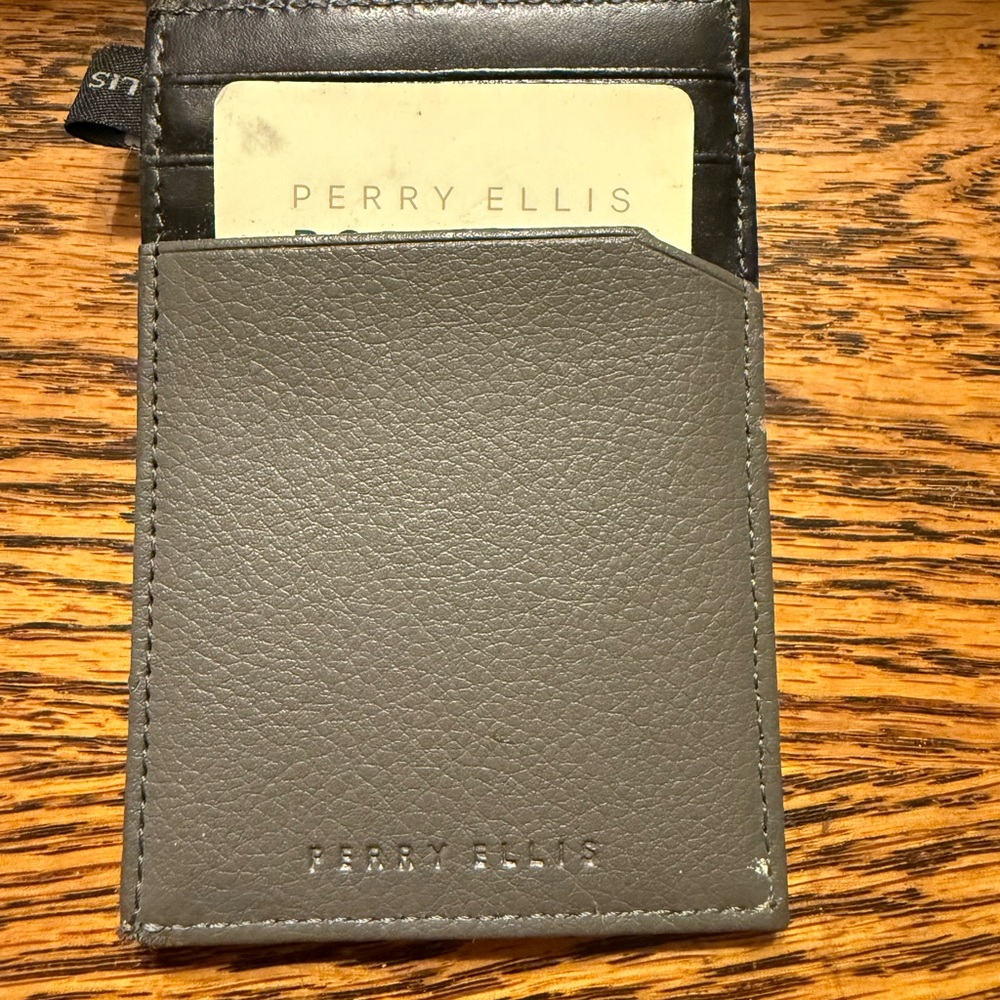 PERRY ELLIS Portfolio Men’s Wallet Card Case, 1 Size Black Gray minimalistic